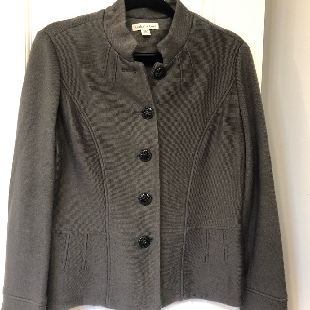 Coldwater Creek grey band collar jacket.